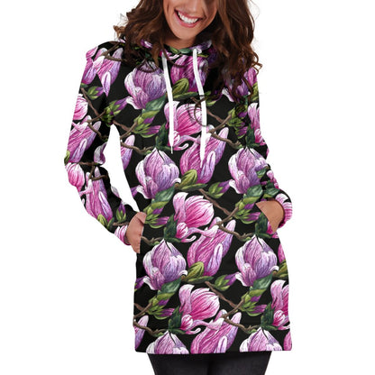 Magnolia Pattern Print Design MAG011 Women Hoodie Dress