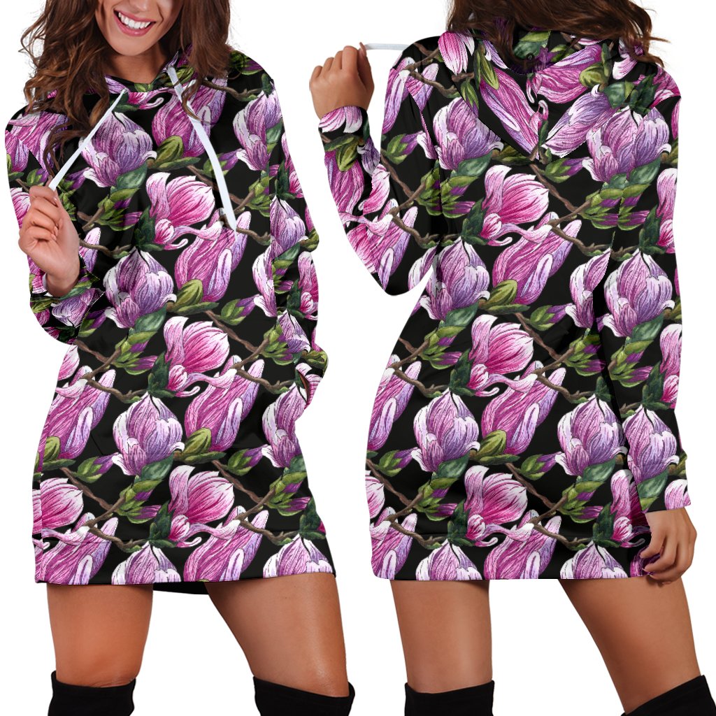 Magnolia Pattern Print Design MAG011 Women Hoodie Dress