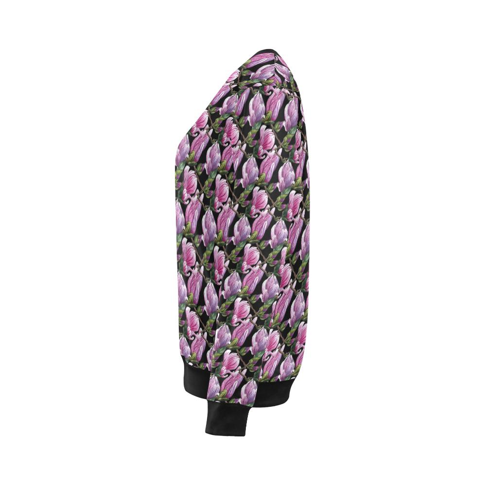 Magnolia Pattern Print Design MAG011 Women Long Sleeve Sweatshirt-JorJune