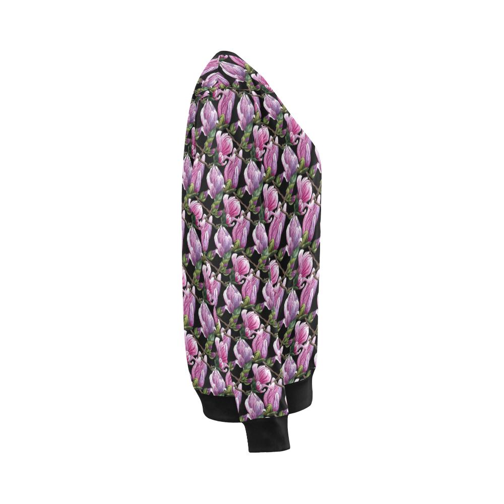Magnolia Pattern Print Design MAG011 Women Long Sleeve Sweatshirt-JorJune