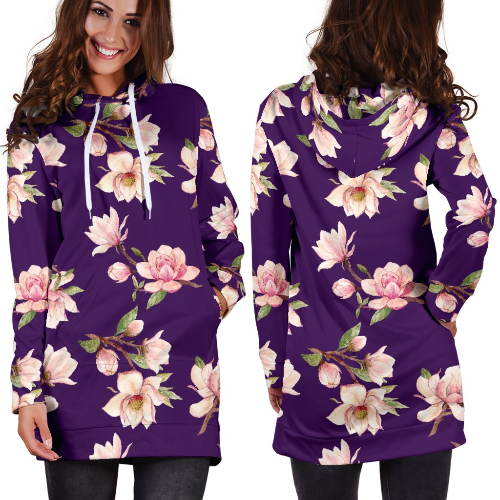 Magnolia Pattern Print Design MAG02 Women Hoodie Dress