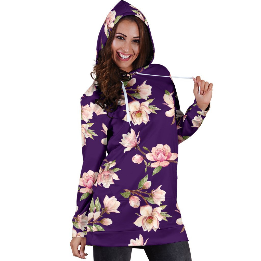 Magnolia Pattern Print Design MAG02 Women Hoodie Dress