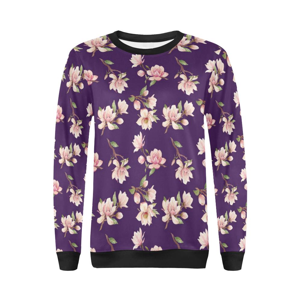 Magnolia Pattern Print Design MAG02 Women Long Sleeve Sweatshirt-JorJune