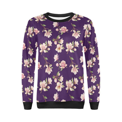 Magnolia Pattern Print Design MAG02 Women Long Sleeve Sweatshirt-JorJune