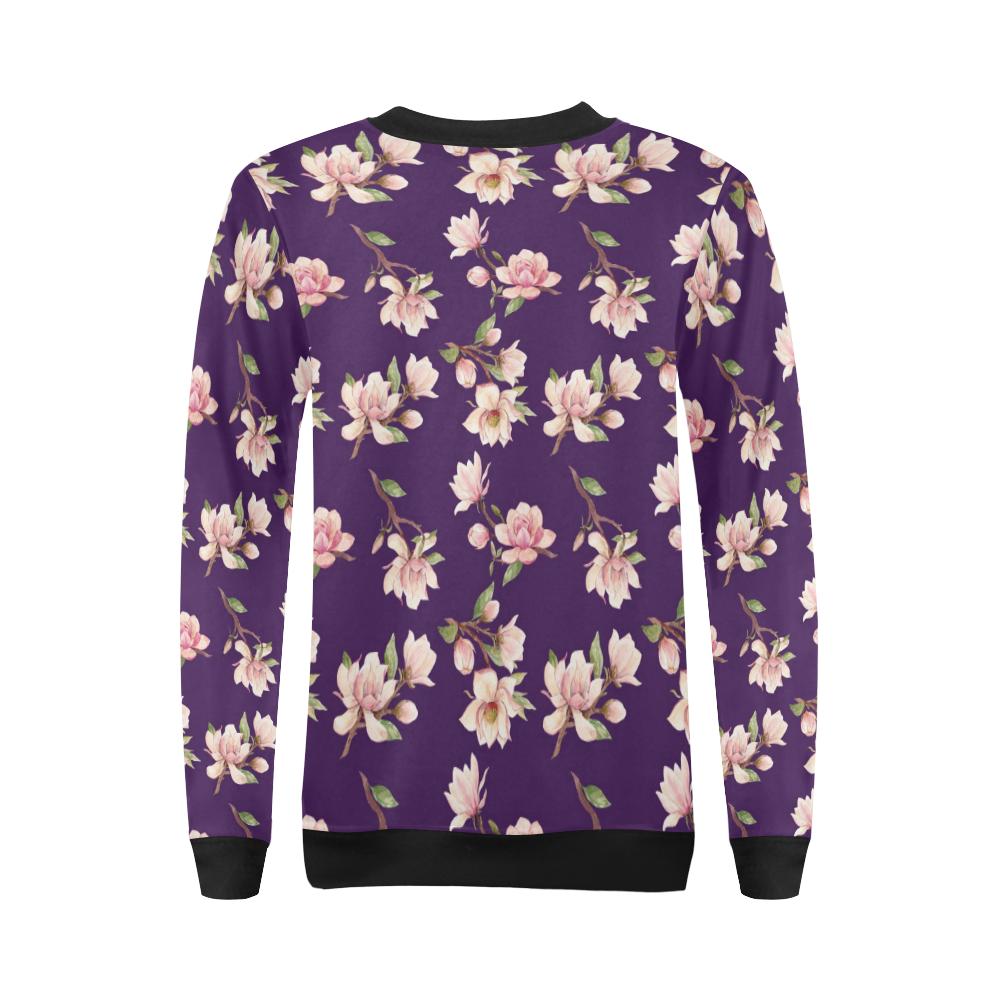 Magnolia Pattern Print Design MAG02 Women Long Sleeve Sweatshirt-JorJune