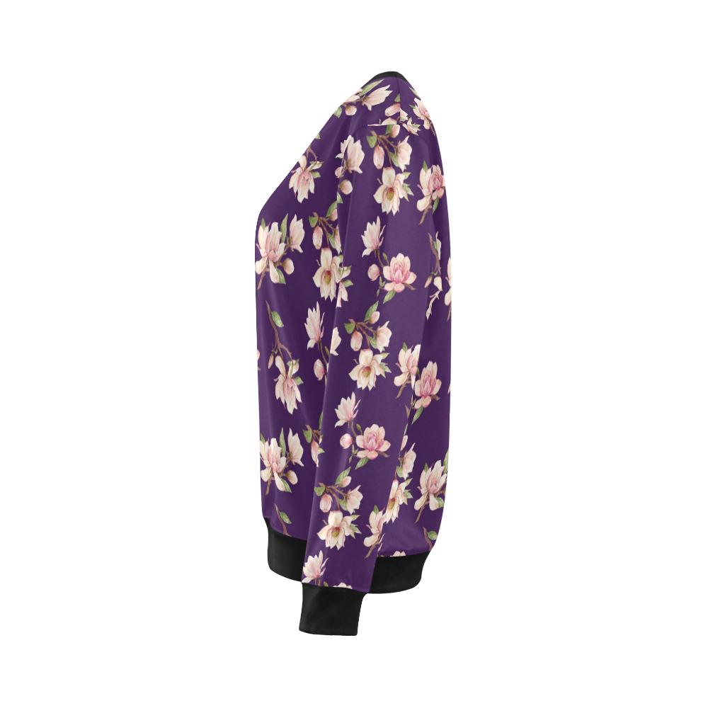 Magnolia Pattern Print Design MAG02 Women Long Sleeve Sweatshirt-JorJune