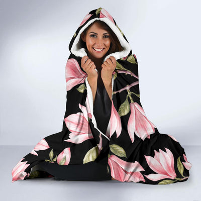 Magnolia Pattern Print Design MAG03 Hooded Blanket-JORJUNE.COM