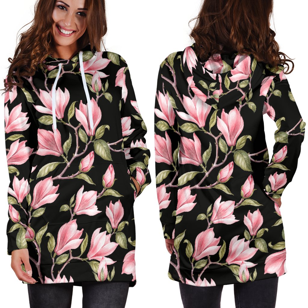 Magnolia Pattern Print Design MAG03 Women Hoodie Dress