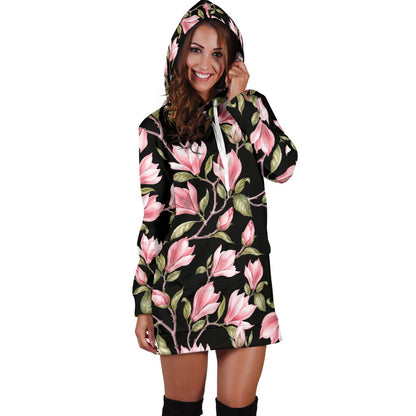 Magnolia Pattern Print Design MAG03 Women Hoodie Dress