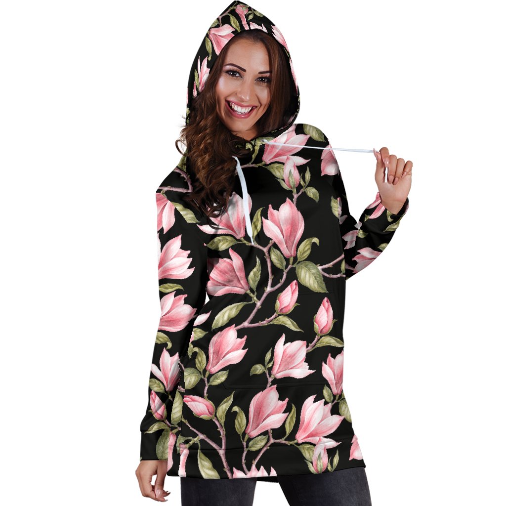 Magnolia Pattern Print Design MAG03 Women Hoodie Dress