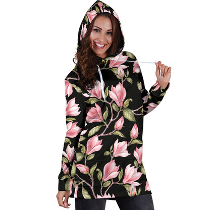 Magnolia Pattern Print Design MAG03 Women Hoodie Dress