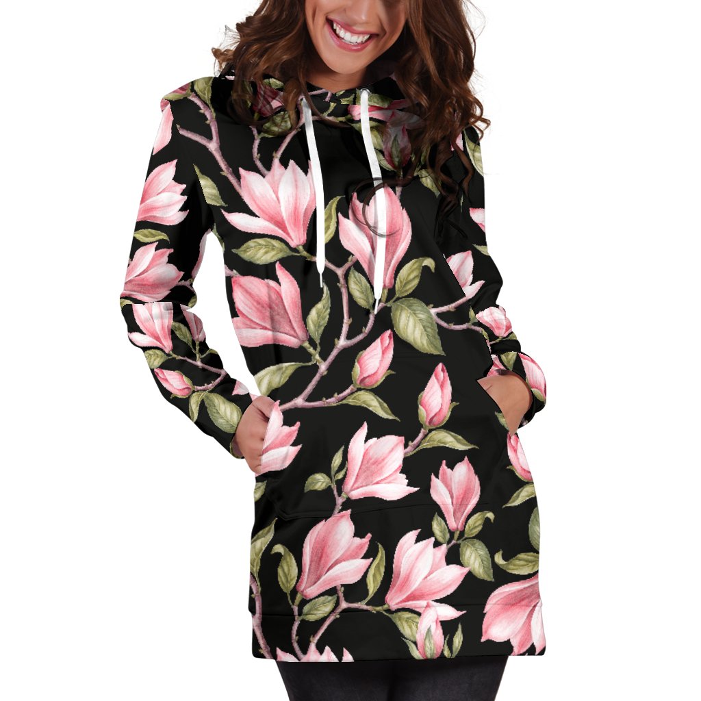 Magnolia Pattern Print Design MAG03 Women Hoodie Dress