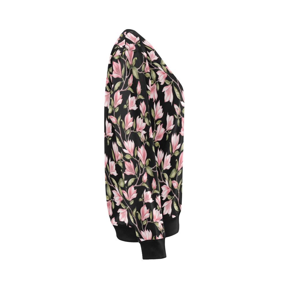 Magnolia Pattern Print Design MAG03 Women Long Sleeve Sweatshirt-JorJune
