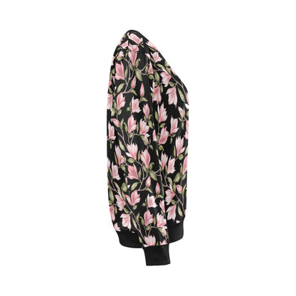 Magnolia Pattern Print Design MAG03 Women Long Sleeve Sweatshirt-JorJune