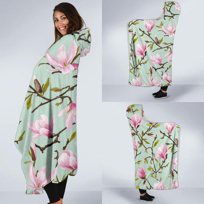 Magnolia Pattern Print Design MAG04 Hooded Blanket-JORJUNE.COM