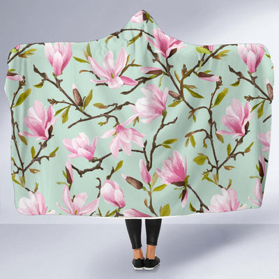 Magnolia Pattern Print Design MAG04 Hooded Blanket-JORJUNE.COM