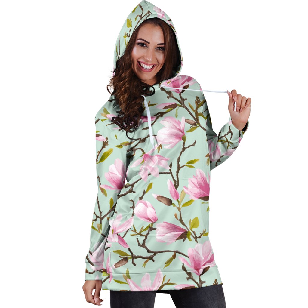 Magnolia Pattern Print Design MAG04 Women Hoodie Dress