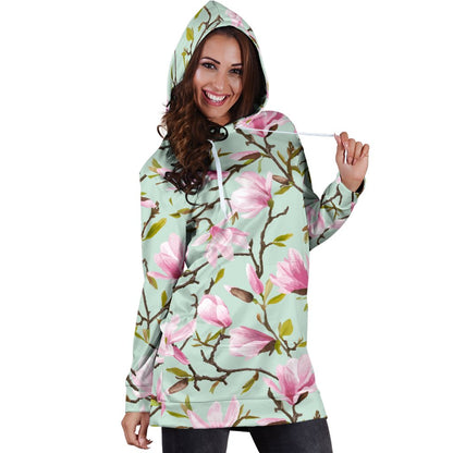 Magnolia Pattern Print Design MAG04 Women Hoodie Dress