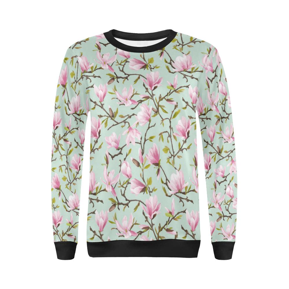Magnolia Pattern Print Design MAG04 Women Long Sleeve Sweatshirt-JorJune