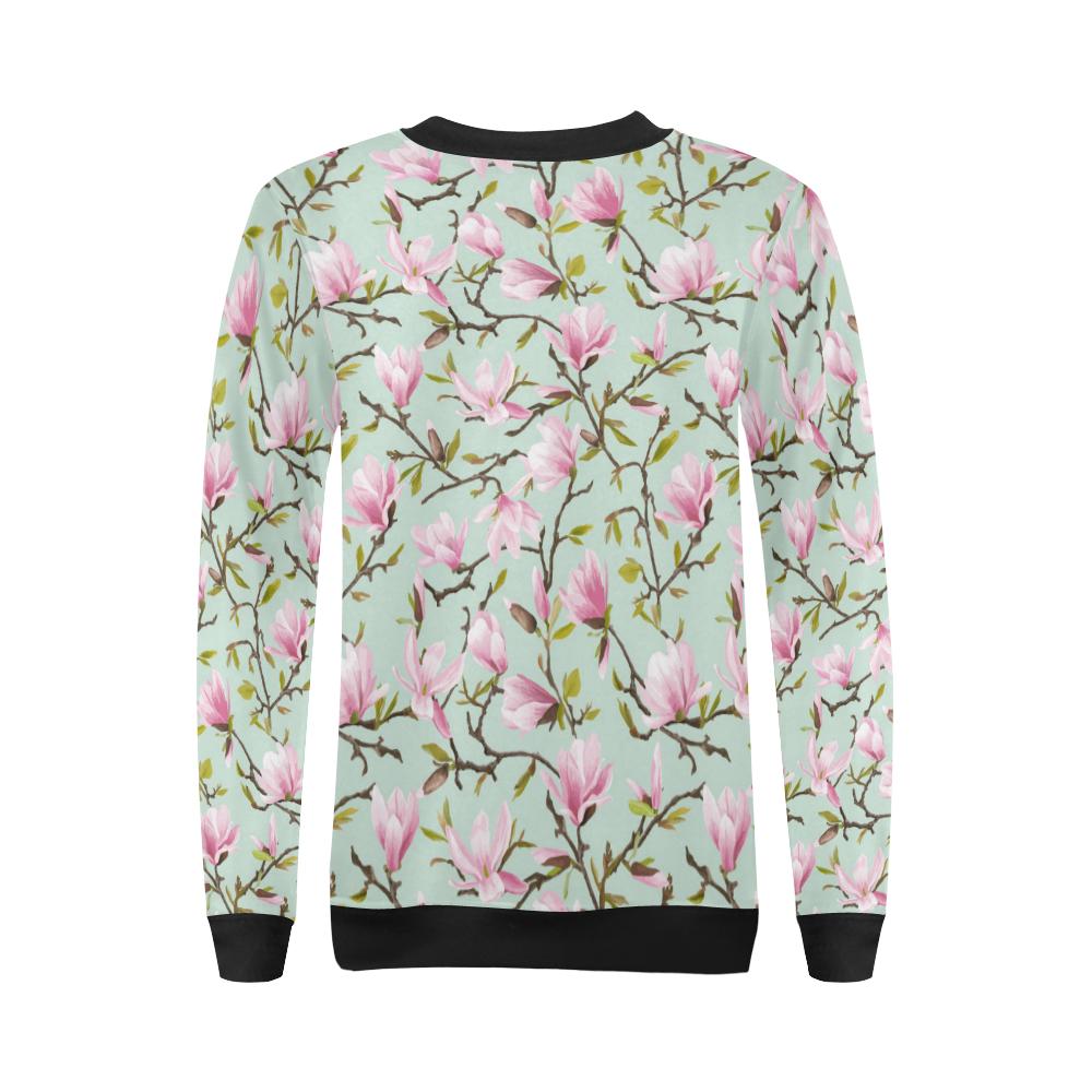 Magnolia Pattern Print Design MAG04 Women Long Sleeve Sweatshirt-JorJune
