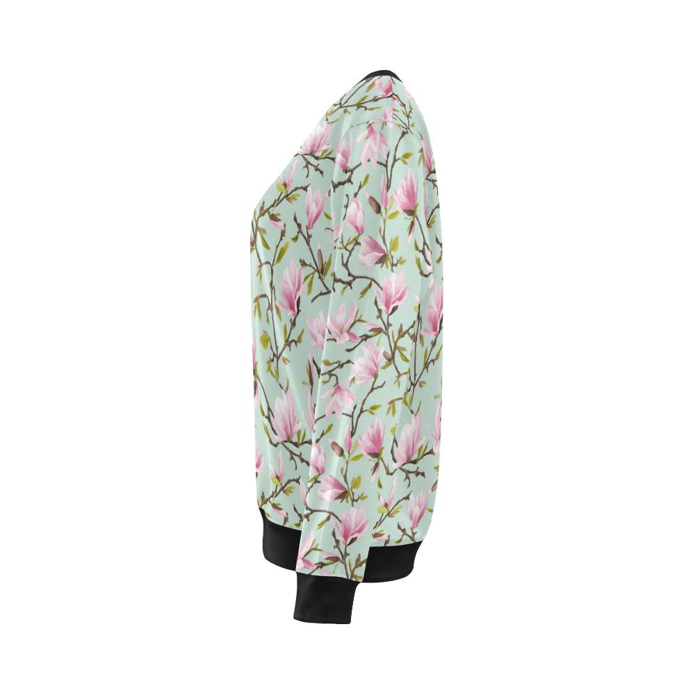 Magnolia Pattern Print Design MAG04 Women Long Sleeve Sweatshirt-JorJune