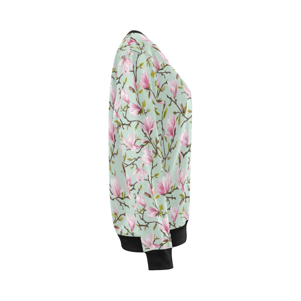 Magnolia Pattern Print Design MAG04 Women Long Sleeve Sweatshirt-JorJune