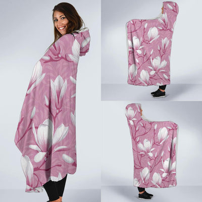 Magnolia Pattern Print Design MAG05 Hooded Blanket-JORJUNE.COM