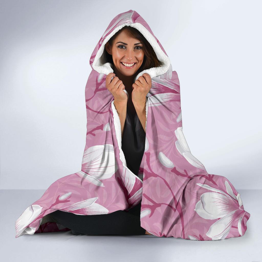 Magnolia Pattern Print Design MAG05 Hooded Blanket-JORJUNE.COM