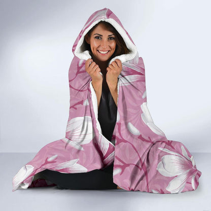 Magnolia Pattern Print Design MAG05 Hooded Blanket-JORJUNE.COM