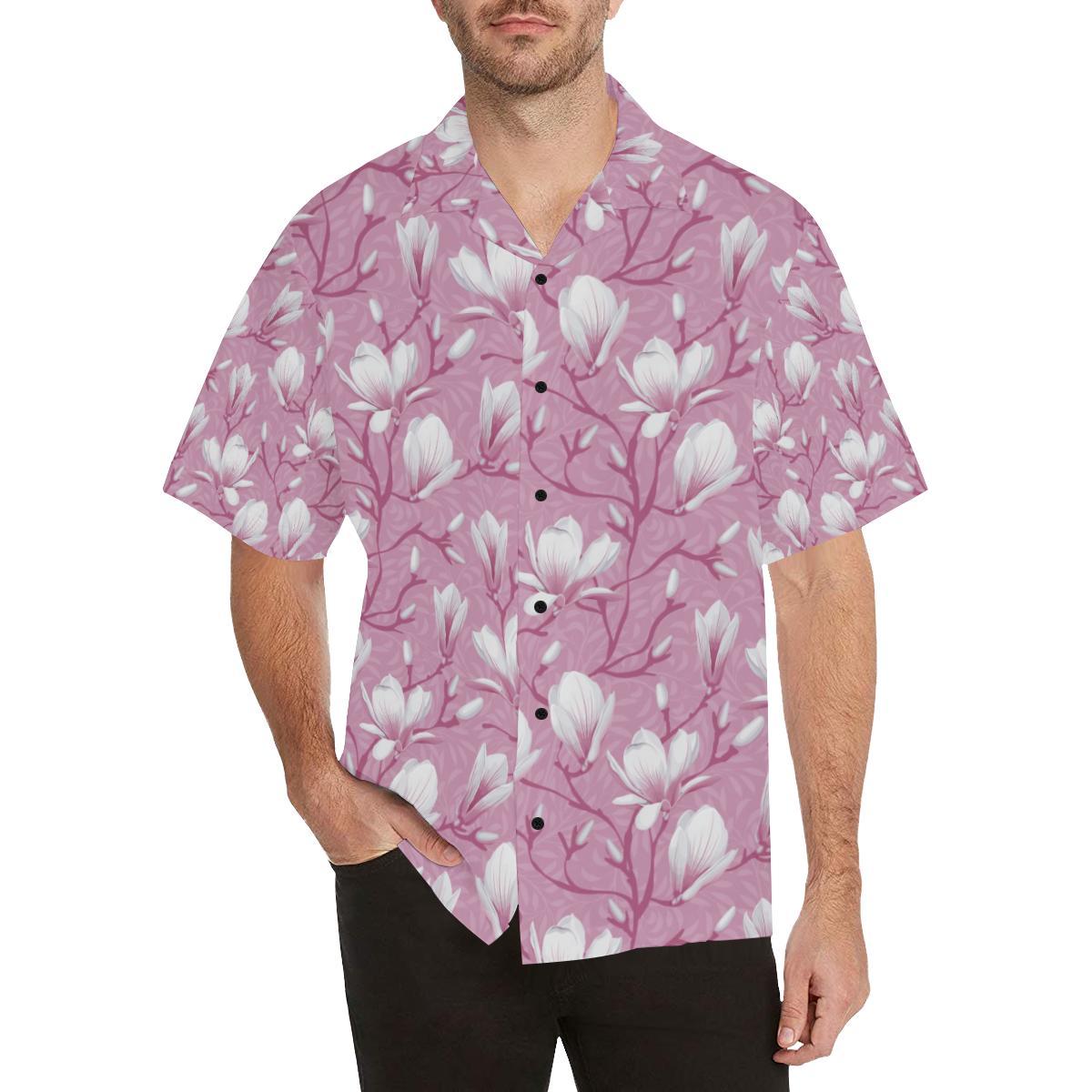 Magnolia Pattern Print Design MAG05 Men Hawaiian Shirt-JorJune