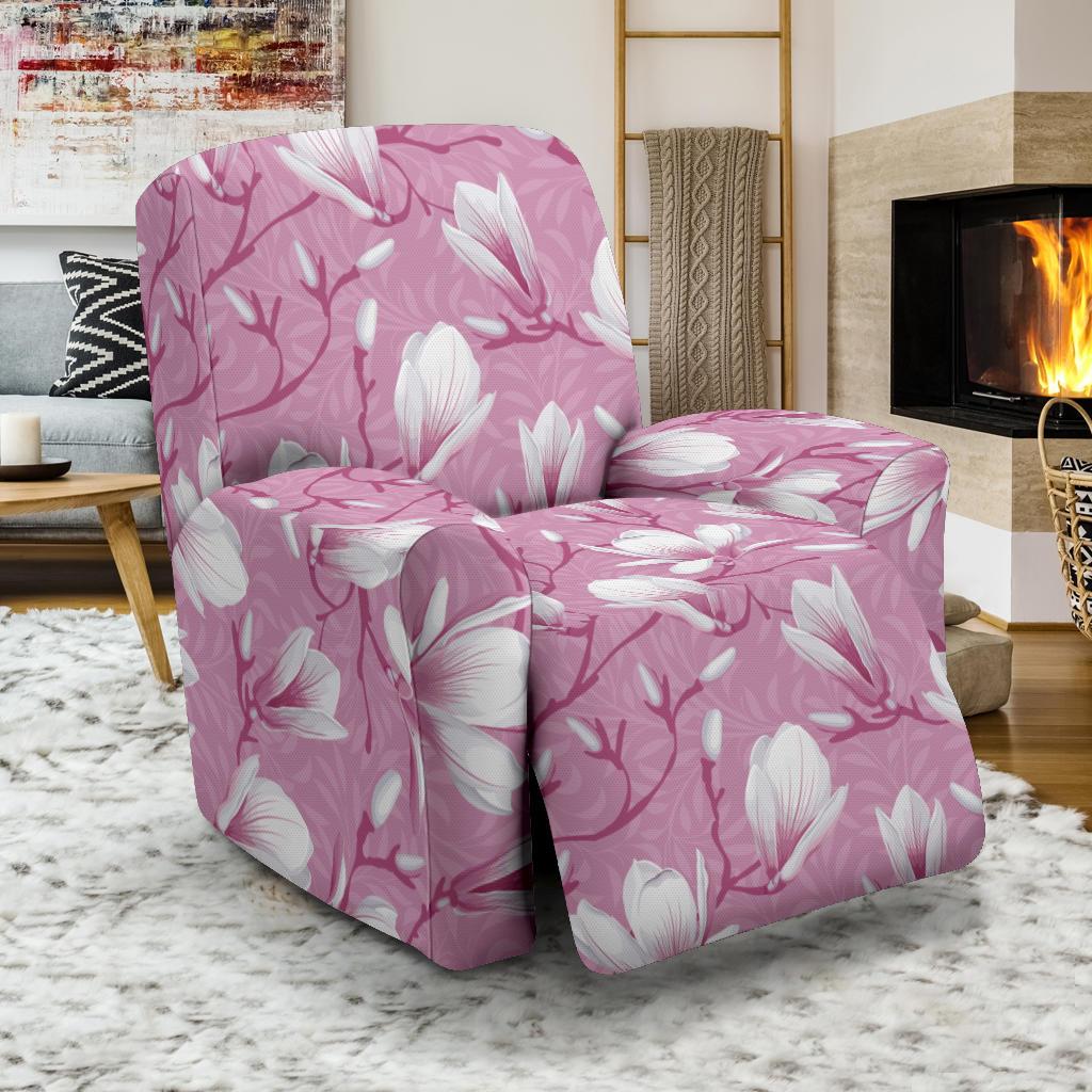 Magnolia Pattern Print Design MAG05 Recliner Slipcover-JORJUNE.COM