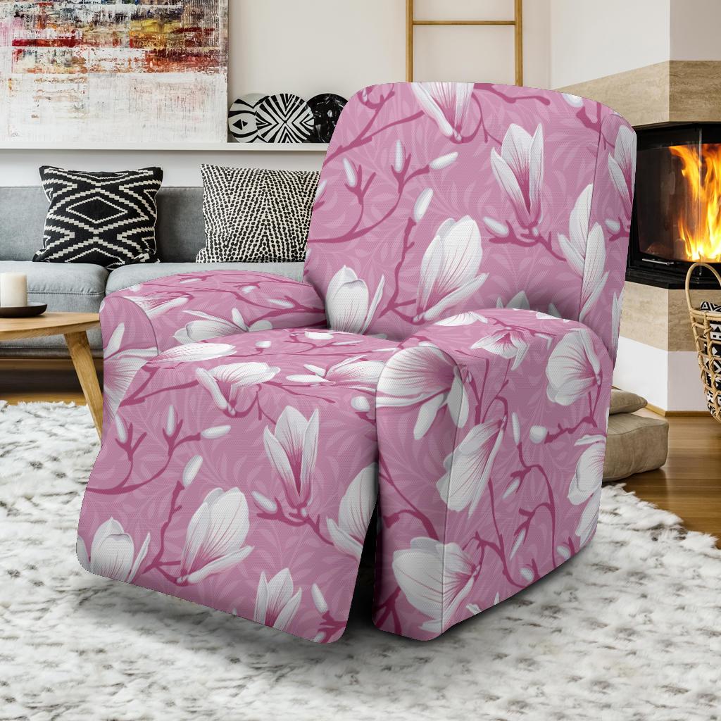 Magnolia Pattern Print Design MAG05 Recliner Slipcover-JORJUNE.COM
