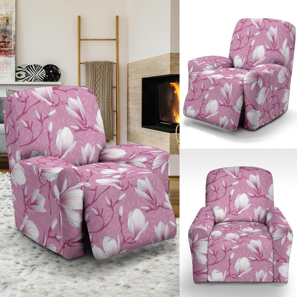 Magnolia Pattern Print Design MAG05 Recliner Slipcover-JORJUNE.COM