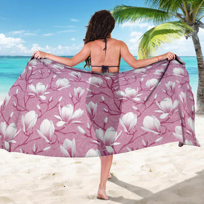 Magnolia Pattern Print Design MAG05 Sarong Pareo Wrap-JORJUNE.COM