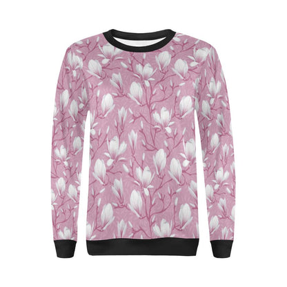 Magnolia Pattern Print Design MAG05 Women Long Sleeve Sweatshirt-JorJune