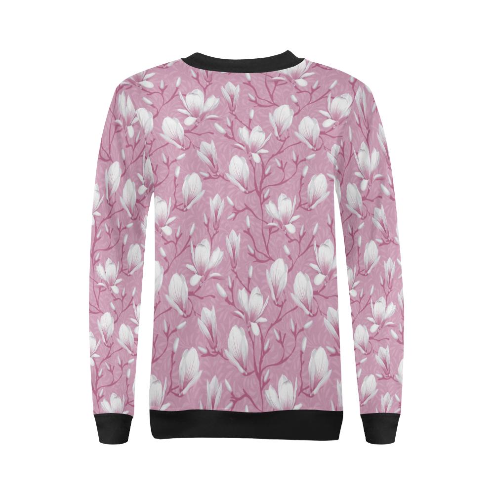 Magnolia Pattern Print Design MAG05 Women Long Sleeve Sweatshirt-JorJune