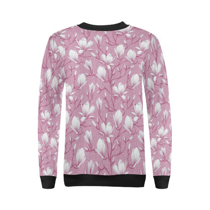 Magnolia Pattern Print Design MAG05 Women Long Sleeve Sweatshirt-JorJune