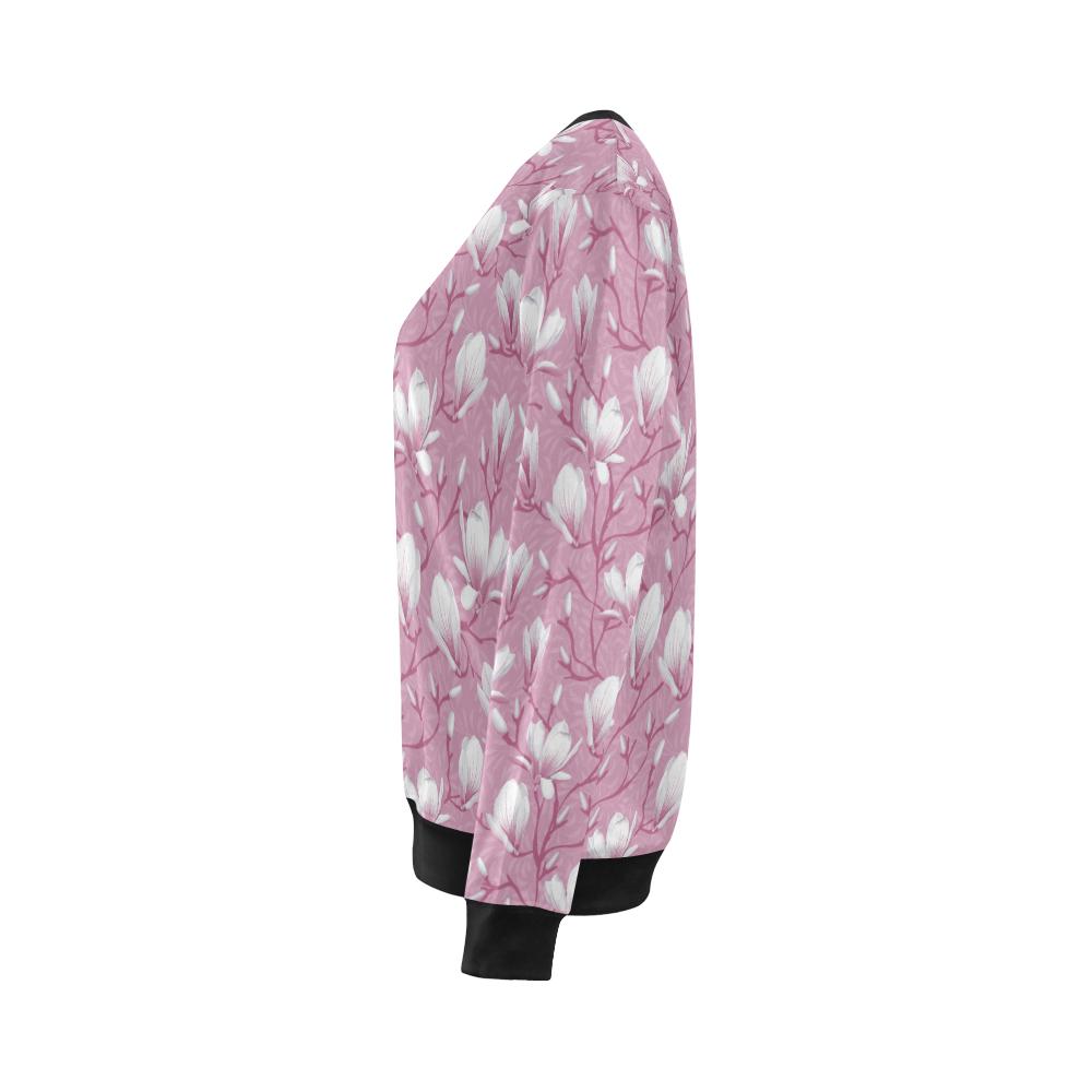 Magnolia Pattern Print Design MAG05 Women Long Sleeve Sweatshirt-JorJune