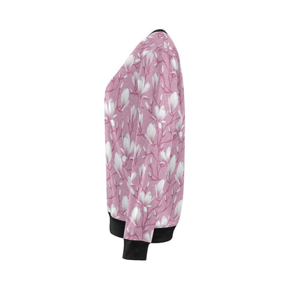 Magnolia Pattern Print Design MAG05 Women Long Sleeve Sweatshirt-JorJune