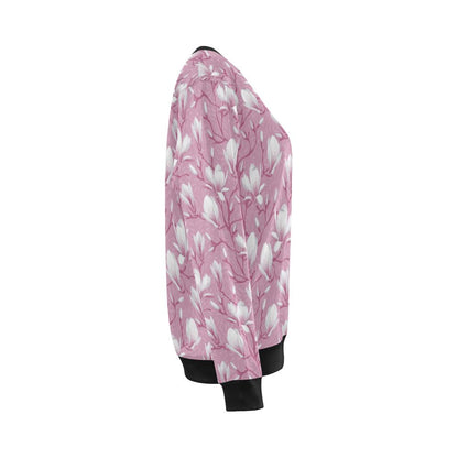 Magnolia Pattern Print Design MAG05 Women Long Sleeve Sweatshirt-JorJune