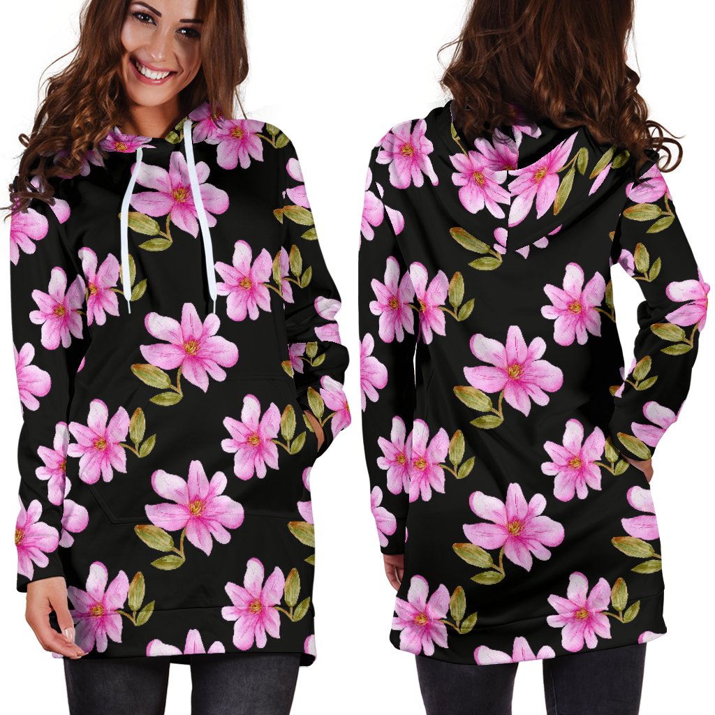 Magnolia Pattern Print Design MAG06 Women Hoodie Dress