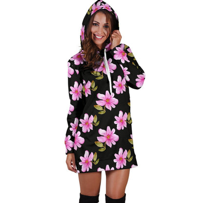 Magnolia Pattern Print Design MAG06 Women Hoodie Dress