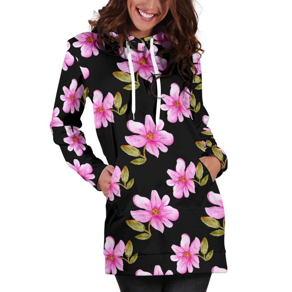 Magnolia Pattern Print Design MAG06 Women Hoodie Dress