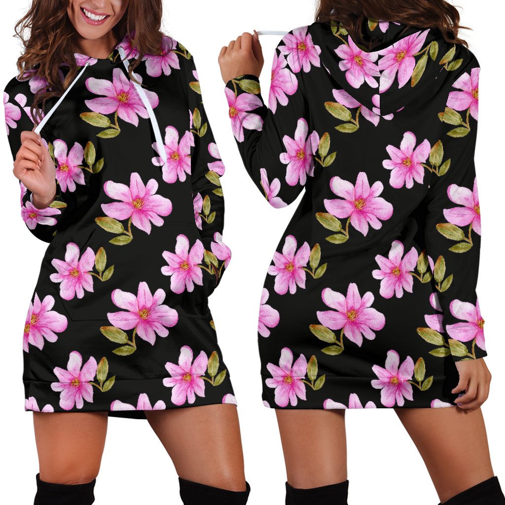 Magnolia Pattern Print Design MAG06 Women Hoodie Dress