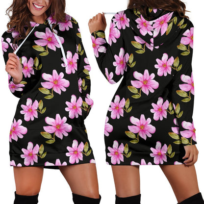 Magnolia Pattern Print Design MAG06 Women Hoodie Dress