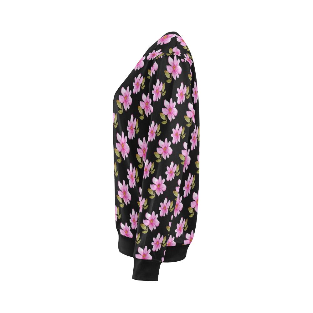 Magnolia Pattern Print Design MAG06 Women Long Sleeve Sweatshirt-JorJune