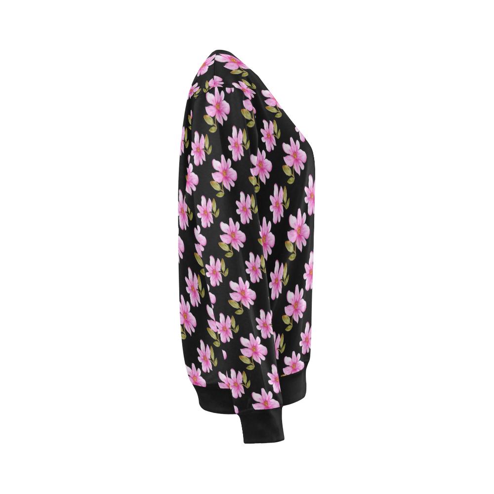Magnolia Pattern Print Design MAG06 Women Long Sleeve Sweatshirt-JorJune