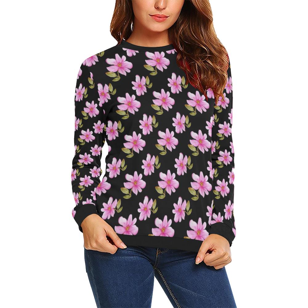 Magnolia Pattern Print Design MAG06 Women Long Sleeve Sweatshirt-JorJune