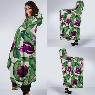 Magnolia Pattern Print Design MAG07 Hooded Blanket-JORJUNE.COM