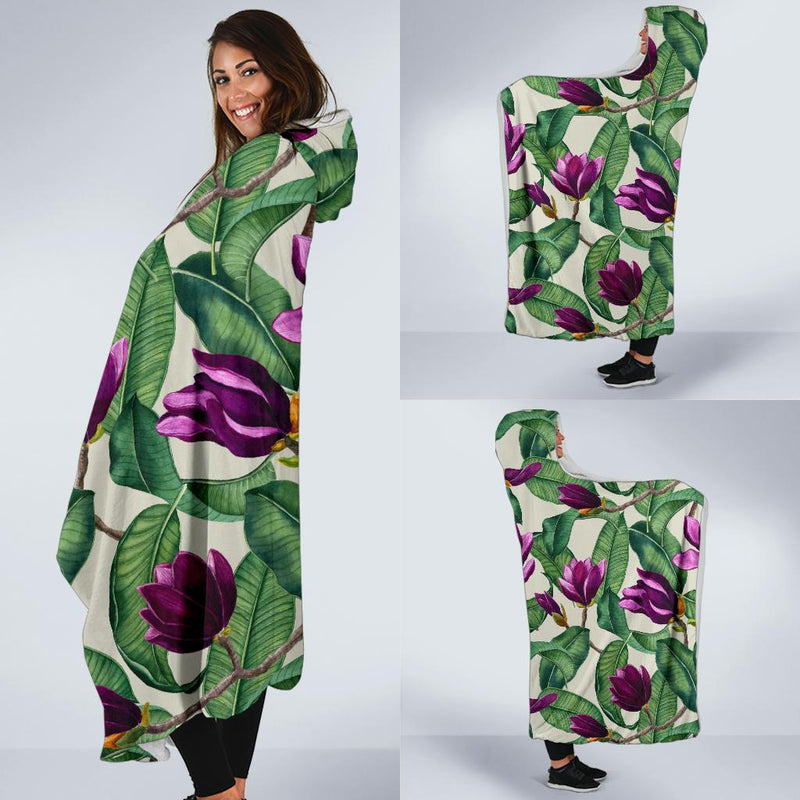 Magnolia Pattern Print Design MAG07 Hooded Blanket-JORJUNE.COM